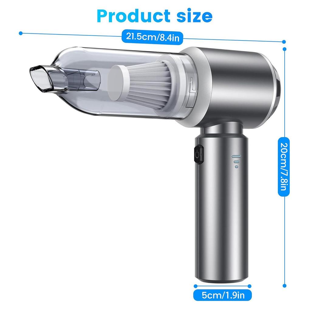 Portable Wireless Brushless Vacuum Cleaner with Adjustable Suction for Car Use