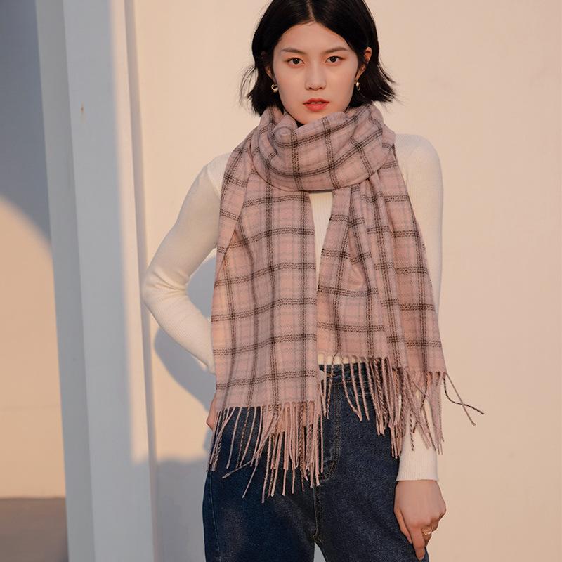 Plaid scarf sweet imitation cashmere scarf women's 2025 new fashion medium and long warm scarf shawl