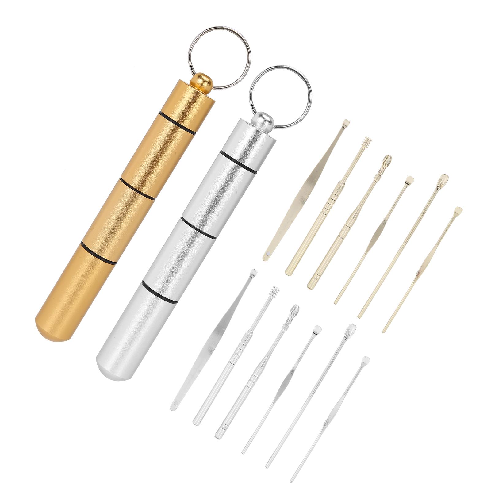 Ear Wax Removal Kit Ear Pick Tools Reusable Ear Cleaner Stainless Steel Ear Wax Remover Set (Gold Silver)