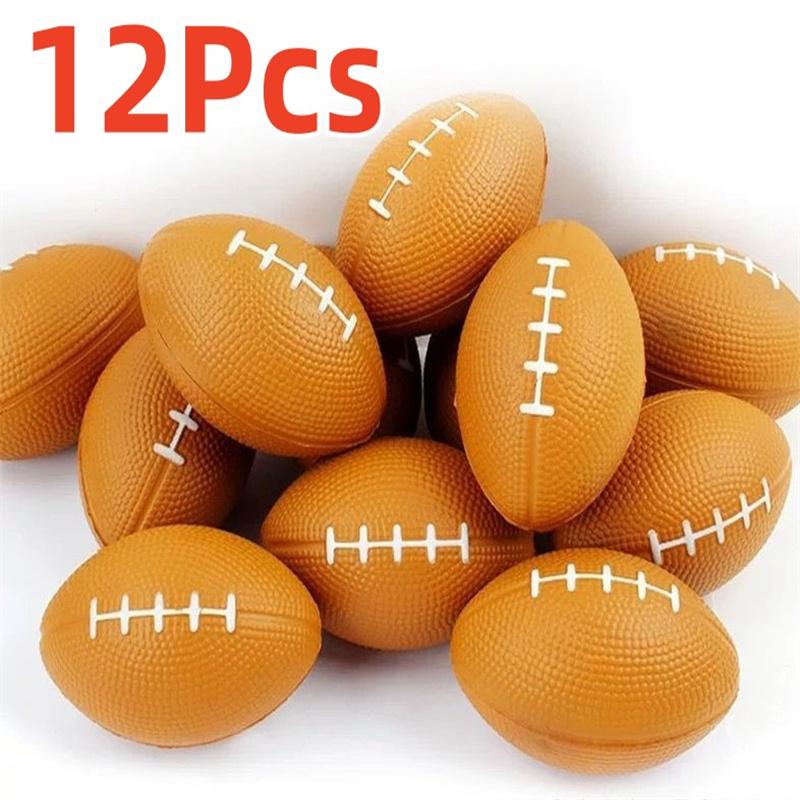12Pcs Pu Solid Elastic Sponge Ball Bubble Ball Basketball Tennis Baseball Rugby Grip Ball Stress Relief Toy Scene Decorations