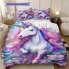 Dreamy Rainbow Unicorn bedding, duvet cover, pillowcase, home decoration, birthday gift (1 * duvet cover+2 * pillowcase, coreless)
