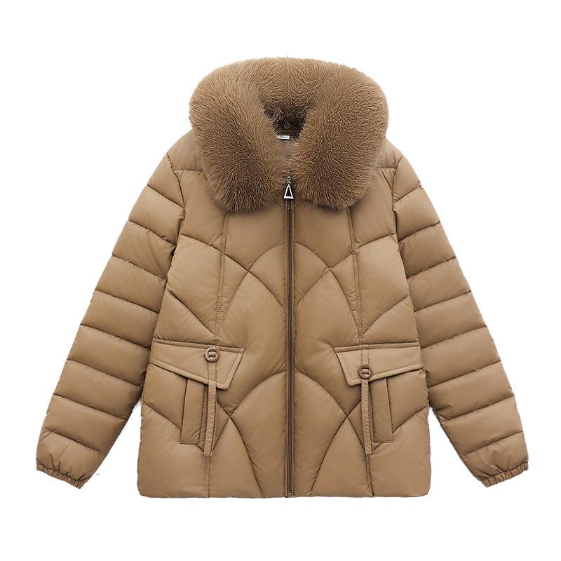 New winter Korean version slim and thin big fur collar padded jacket women's medium and long padded clothes slim fashion padded clothes