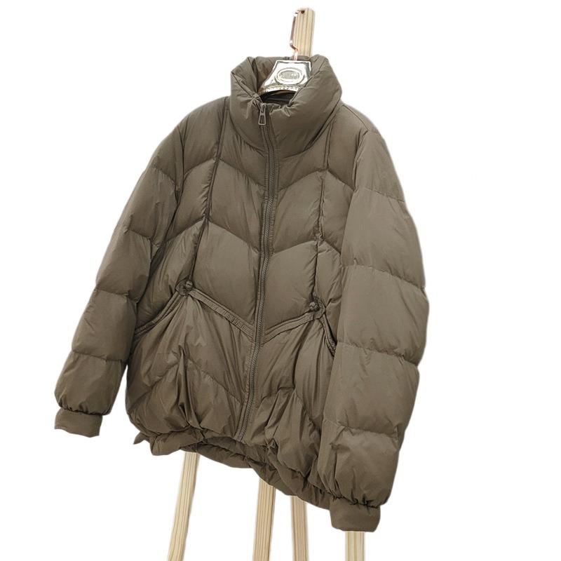 Winter down jacket women's new short loose temperament white duck down stand-up collar bread jacket