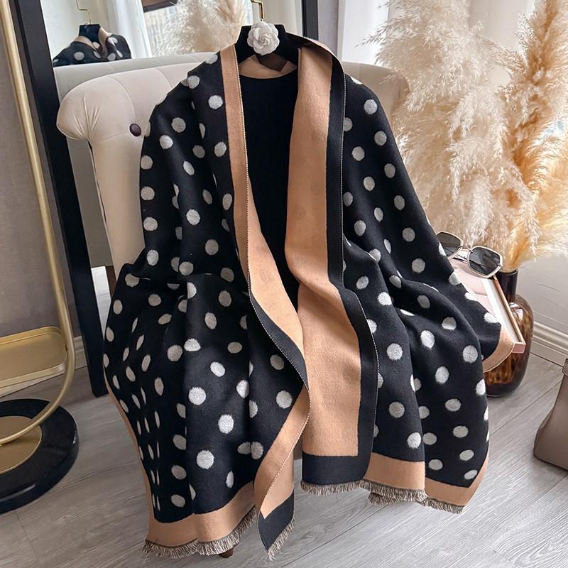 Autumn and Winter Polka Dot Temperament Imitation Cashmere Scarf Women's Double-sided Versatile Shawl Winter Warm Neck Scarf