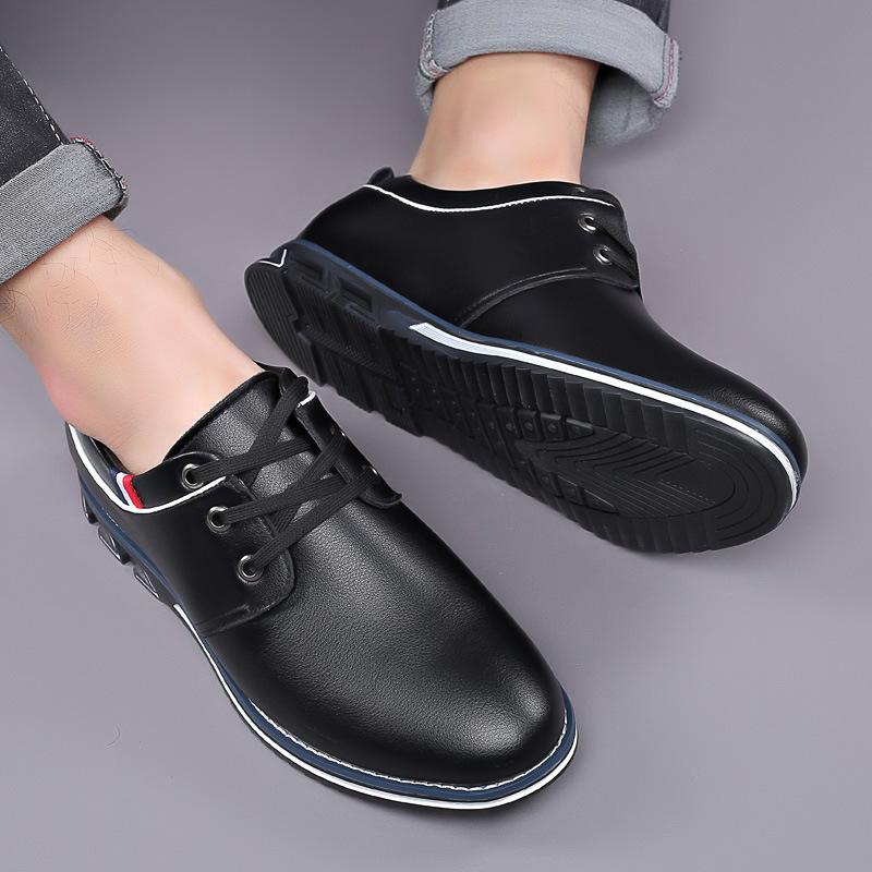 Мужская кожаная обувь. Мужская модная удобная обувь на платформе. Уличная легкая мужская — фото 5