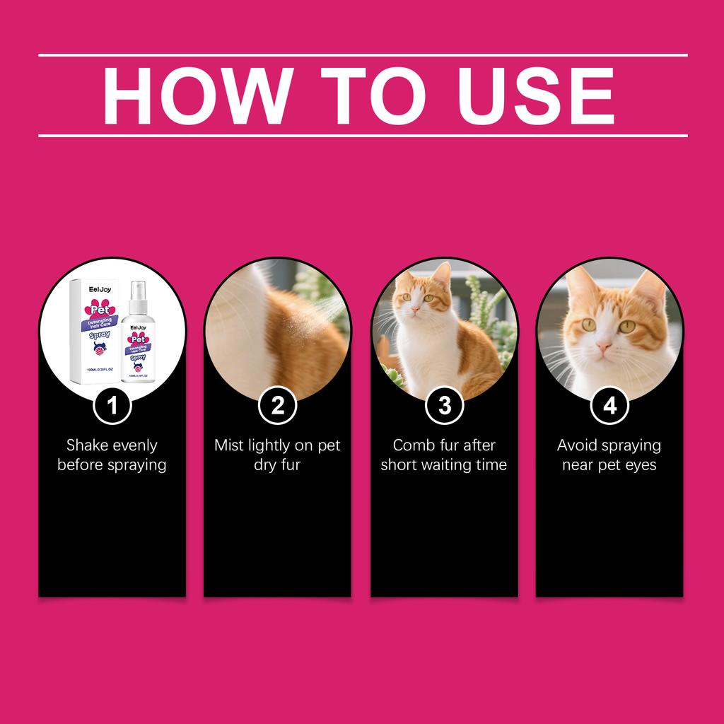 Pet Detangling Spray Hair Conditioner Leave-In Anti Static Dematting Soften Coat for All Hair Types Dog Cat Care Grooming Spray