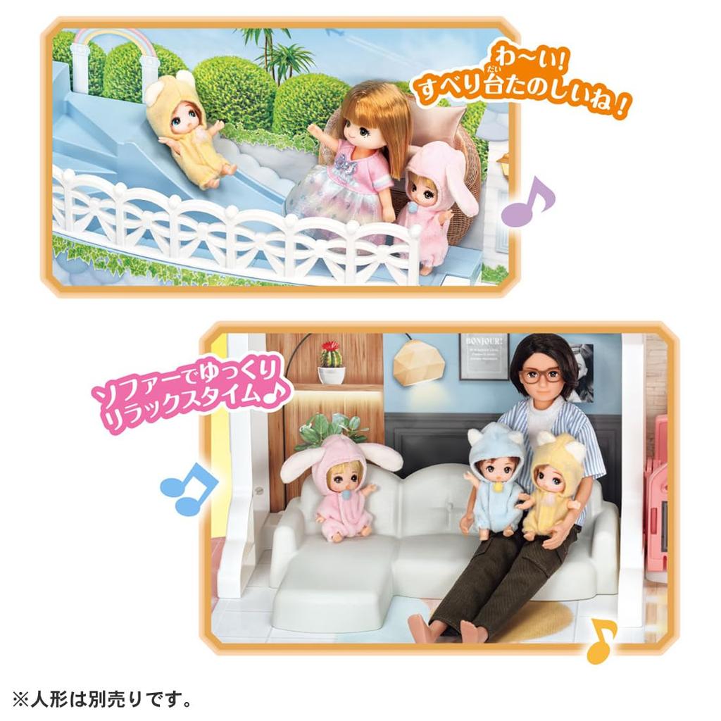 Takara Tomy Talking Grand Maison Pretend Play Toy for Ages 3 and Up Licca-chan Auto-Lock Two-Story Dress-Up