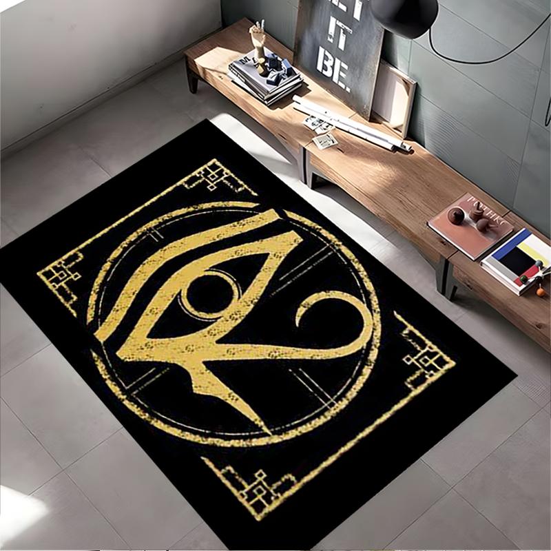 Eye of Horus Symbol On Black Background Non-slip Rug Suitable for Living Room and Bedroom Sofas
