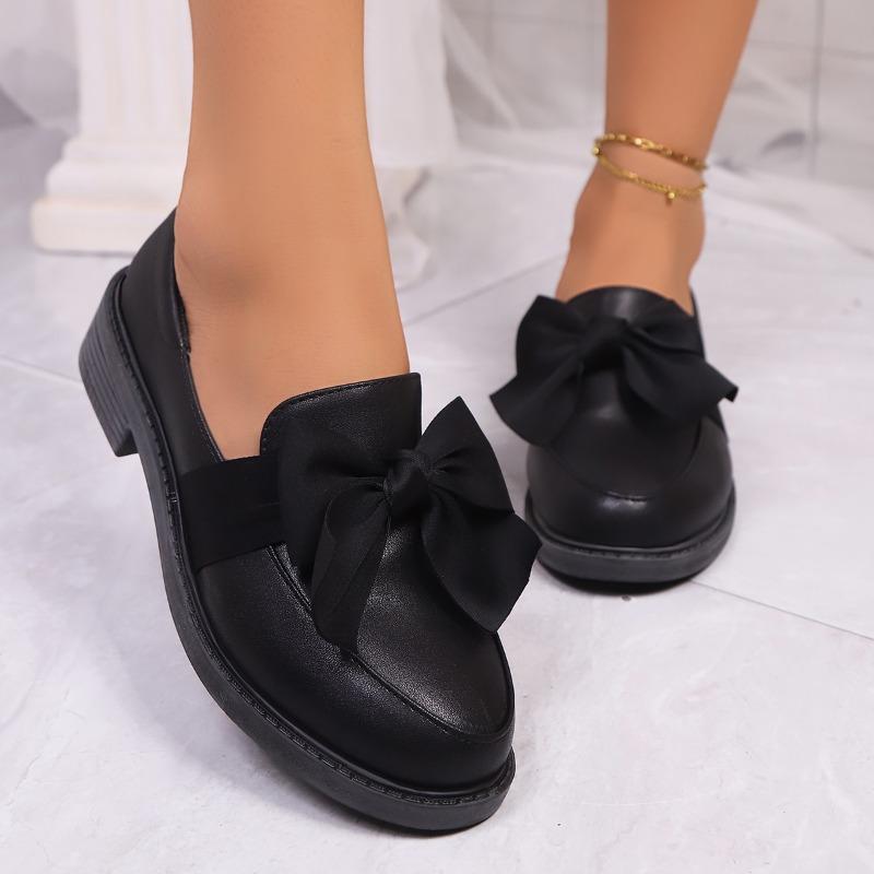 2025 Fashion Bowknot Slip On Loafers for Women Spring Solid Color Patent Leather Shoes Woman Comfort Soft Sole Platform Loafers