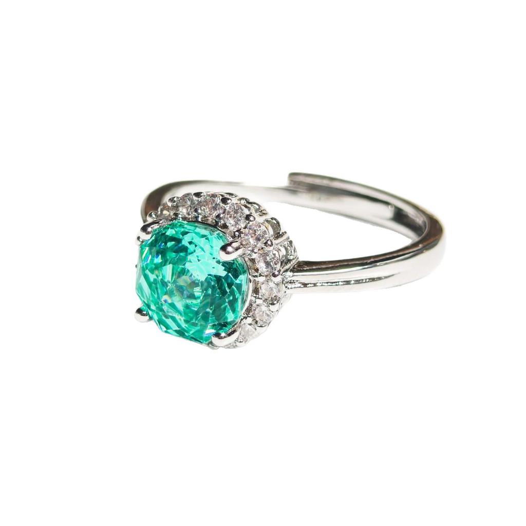 Gessen Paraiba Schlichtes Rosenschliff Schmuckset: Exquisite Ohrringe, Ring & Anhänger im leichten Luxusstil.