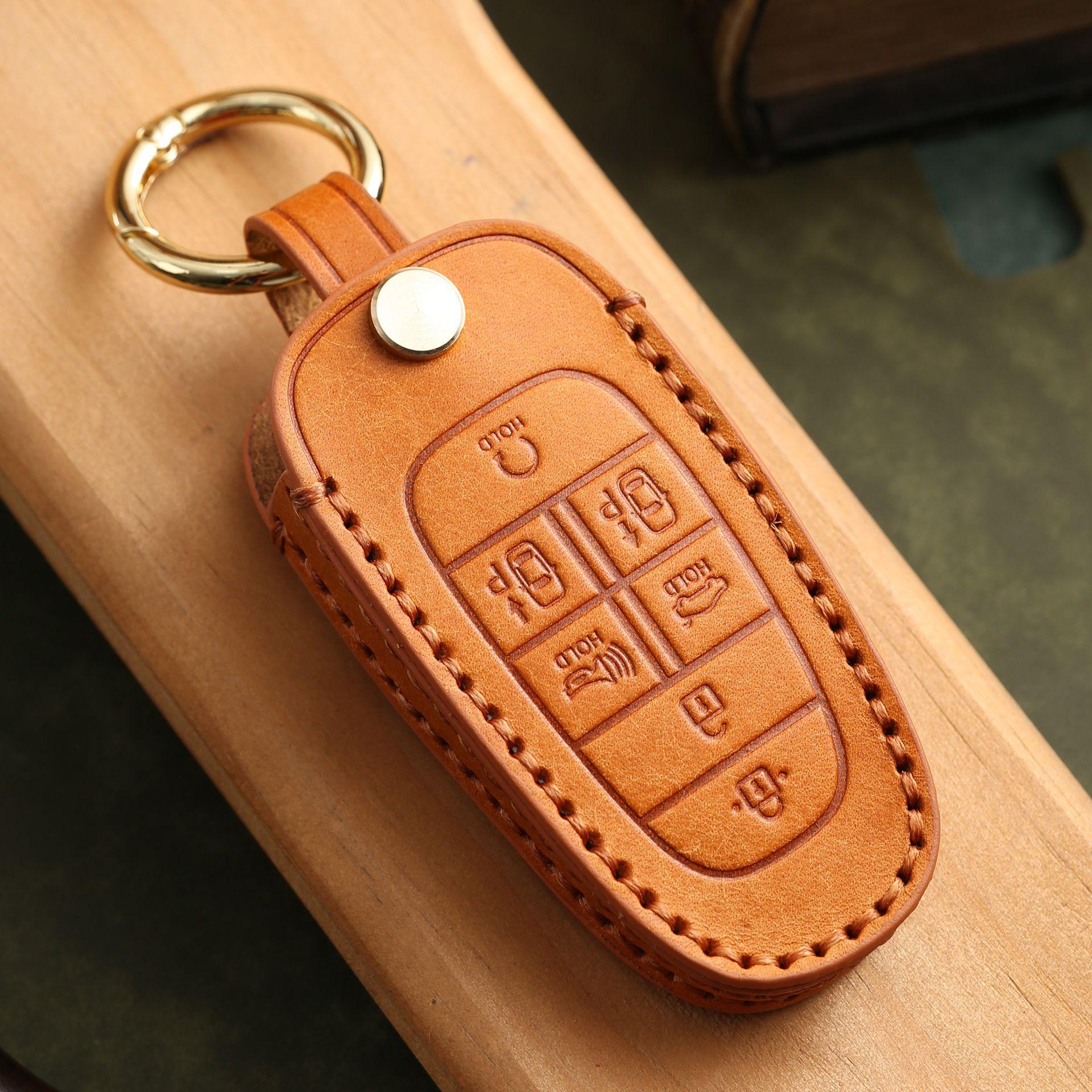 

Customized car key cover is suitable for Korea s Hyundai 7-key Sonata Tusheng handmade real cowhide key bag оранжевый