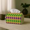 1pc of Festive Mardi Gras Tissue Box for Dining Napkins, Purple Green Fleur De Lis, a Home Tissue Box for Living Room Tables, And Car Tissue Box