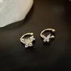 80s Hong Kong Style Red & Blue Clip-On Earrings for Non-Pierced Ears – High-End French Luxury Stud Hoops