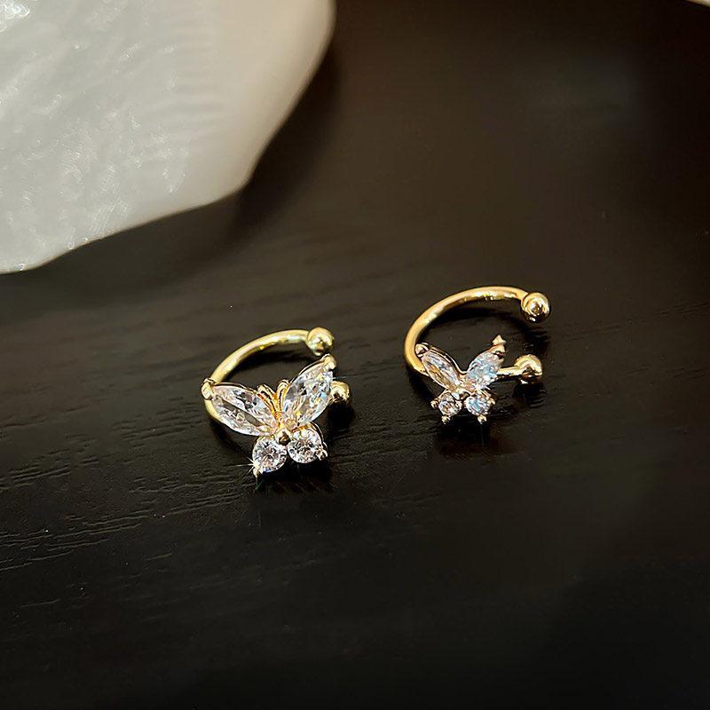 80s Hong Kong Style Red & Blue Clip-On Earrings for Non-Pierced Ears – High-End French Luxury Stud Hoops