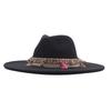 Autumn and Winter Retro Woolen Top Hat Women's New Ethnic Style Jazz Hat European and American Bell-shaped Hip-hop Cm Big Brim Felt Hat