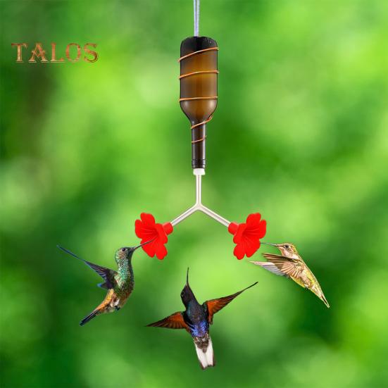 3 szt. Karmnik dla kolibrów z kwiatami, rurki i zatyczki do karmnika dla ptaków, podwójne porty do karmienia z zatyczką do butelki, części zamienne do karmienia wodą