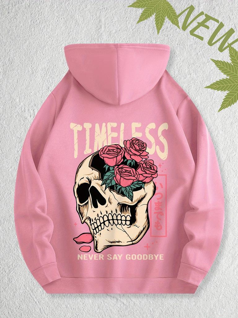 The 2025 Autumn New Men's Casual Hooded Shirt Features a Retro Print of Skull and Rose Patterns On Eco-friendly Fabric