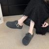 Thick-soled Shoes, One-foot Shoe Cover, Half-slipper, Women's Fleece New Cotton Slippers