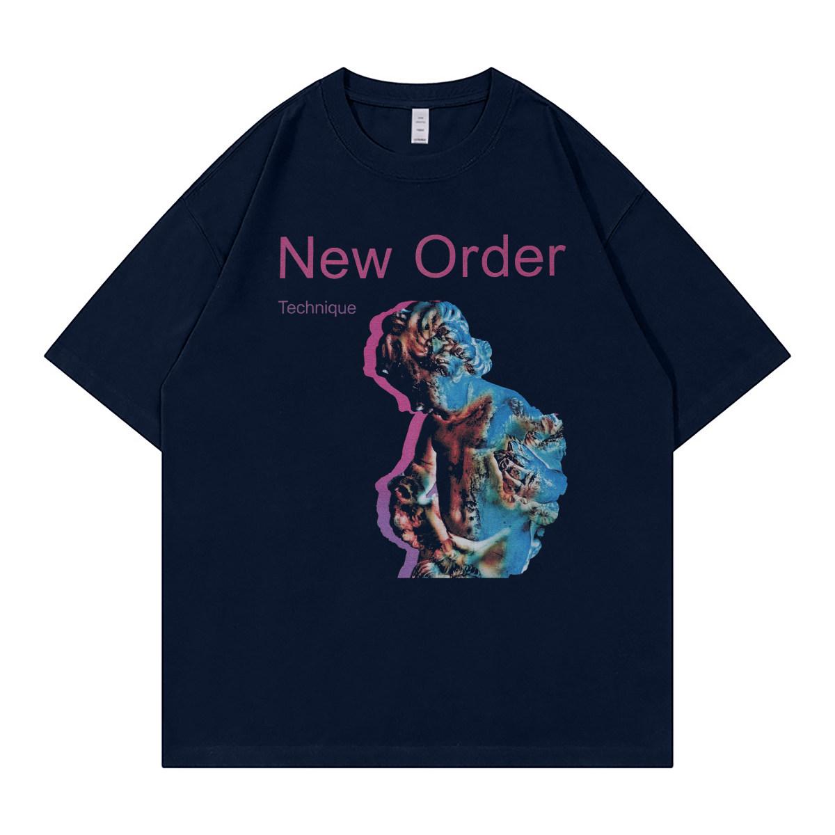 

New Order Группа Ретро Американский Уличный Свободный Рукав Чистый Хлопок Круглый Вырез Рок Короткий Рукав Футболка Черный S