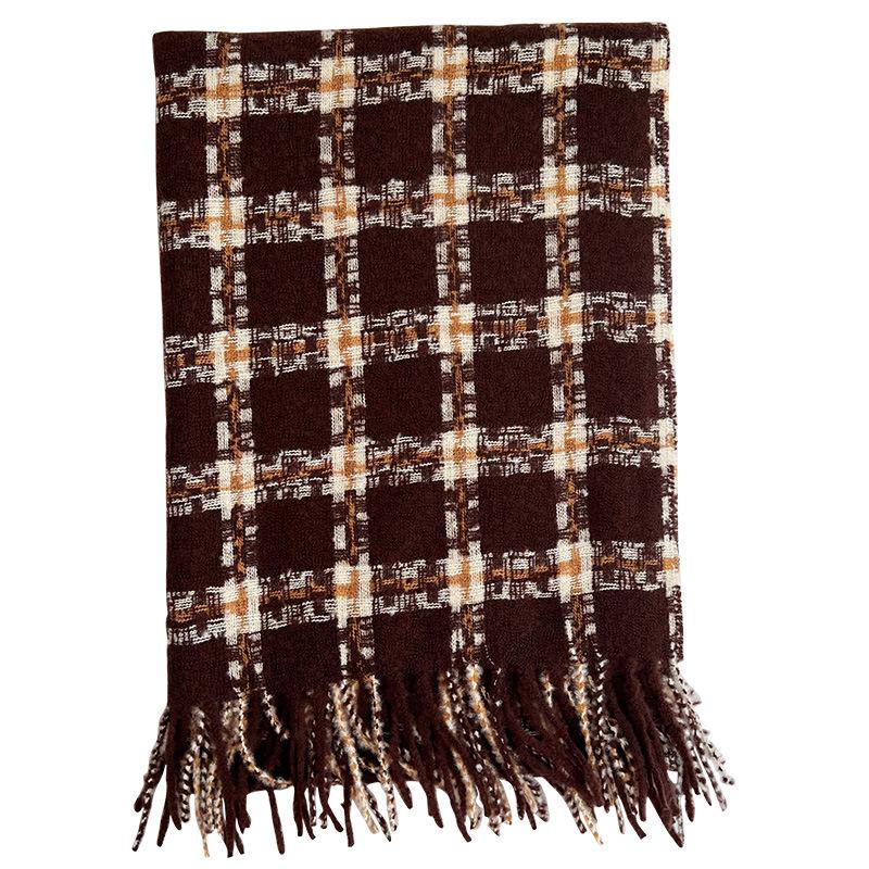 New Japanese scarf women's winter versatile Korean version imitation cashmere plaid scarf thickened warm shawl scarf
