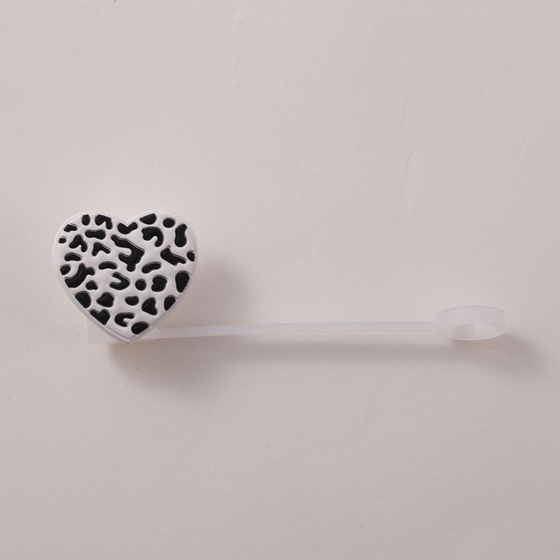 

Чехол для соломинки для питья, пылезащитный защитный чехол для соломинки, силиконовый чехол для соломинки в форме леопардового сердца 1pcs