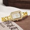 Ladies' high-value fashion bar scale square dial buckle shaped steel strip inlaid with diamonds outer shell quartz watch