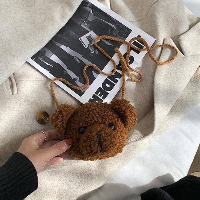 Cute Cartoon Bear Shoulder Bag For Children Kids Messenger Bags Animals Backpack Stuffed Plush Single Shoulder Bag Girls Purses