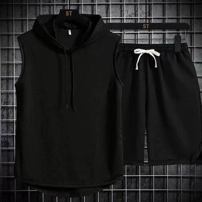 Sommer Einfarbiges Westenanzug Herren Koreanische Version des Ärmellosen T-Shirts Lockere Weste T-Shirt Basketball Zweiteiler