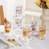 Französisches Vintage Blumen Glas Kaffeetassen Set 120ml Hitzebeständig Tee Milch Latte Heim Büro Gebrauch