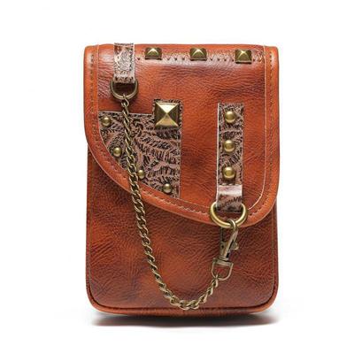 Vintage Nieten Echtes Leder Damen Mini Taschen Vielseitige Mode Frauen Taille Tasche Rindsleder Schulter & Umhängetaschen