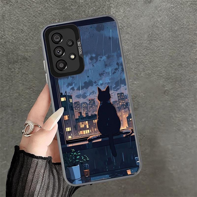 Healing Sense Cat Rain Shockproof Phone Case for Samsung A17 A16 A15 A14 A37 A57 A36 A56 A26 A35 A55 A25 A34 A54 A24 A13 A23 A33