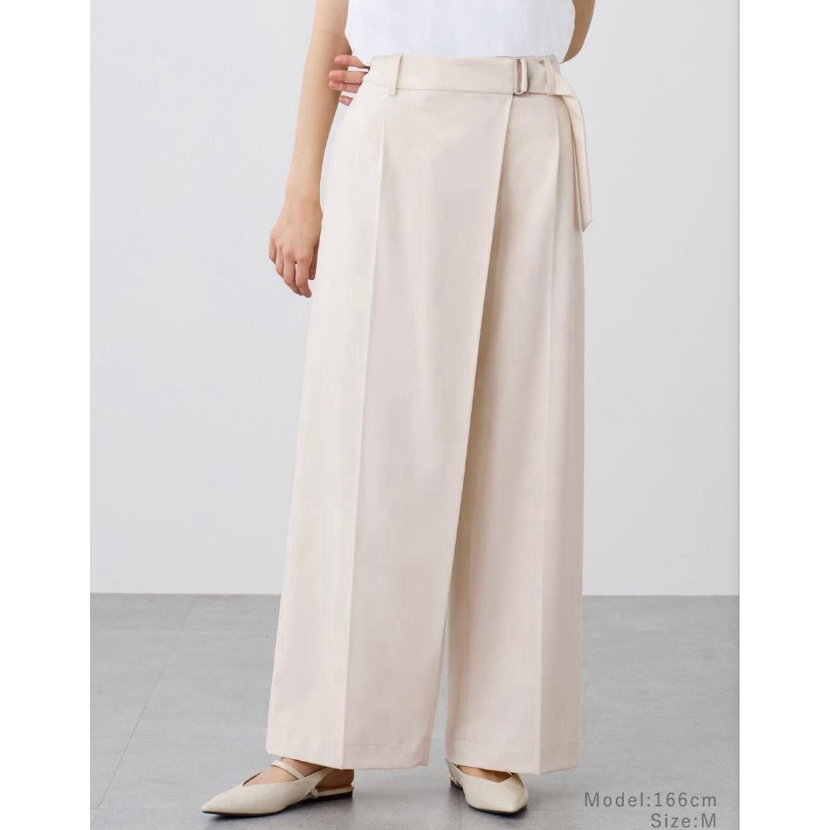 PLST Stretch Rayon Wrap Pants M Size OFFWHITE