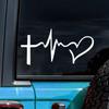 15x7.4cm Heartbeat Cross Faith Car Sticker Auto Body Bumper Windows Motorcycle Laptop Walls Vinyl Film Decal Car Accessories