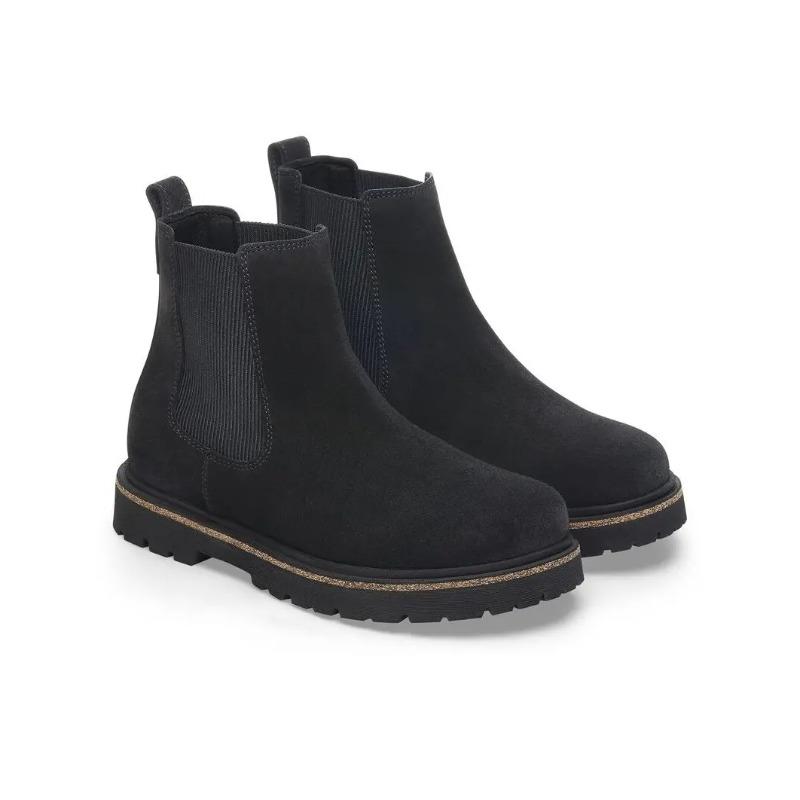 Birkenstock Highwood Slip Men s Suede Retro Round Toe Flat Chelsea Boots Black Regular Fit 1028138 42