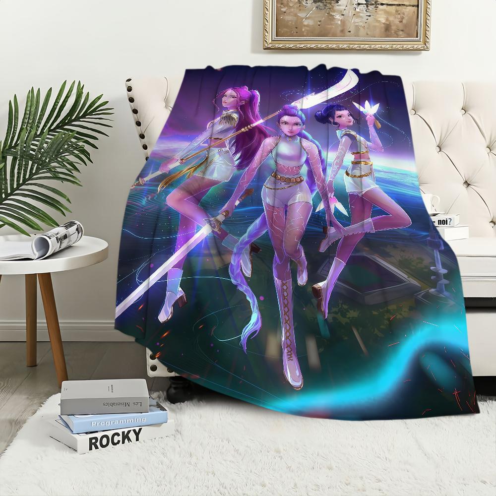 Blanket K-KPop warm soft plush D-Demon blanket for sofa living room office H-Hunters bedroom travel gift Flannel