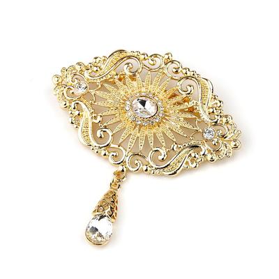 Sunspicems 2023 Damen Gold Brosche Blume Kristall Hochzeit Schmuck Braut Geschenk