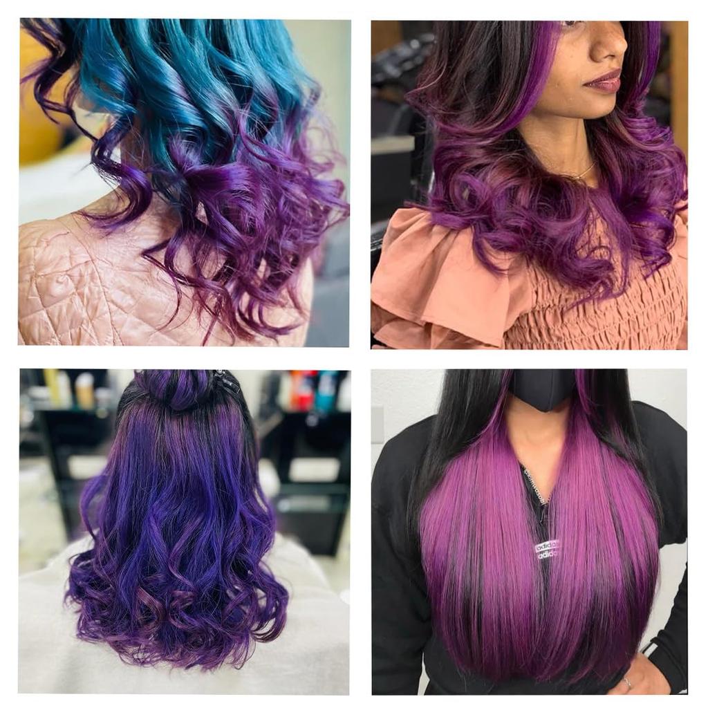 Streax Professional Crazy Violet Semi Permanent Hair Colour Ammonia Free Easy DIY Use Long Lasting Vibrant Purple Hair Dye For Bold Highlights 100ml