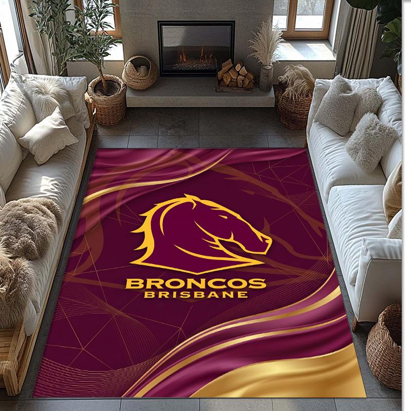 Brisbane Broncos Crystal Velvet Carpet Soft Anti?Slip Floor Mat Comfortable Home Living Room Bedroom Decor Rug