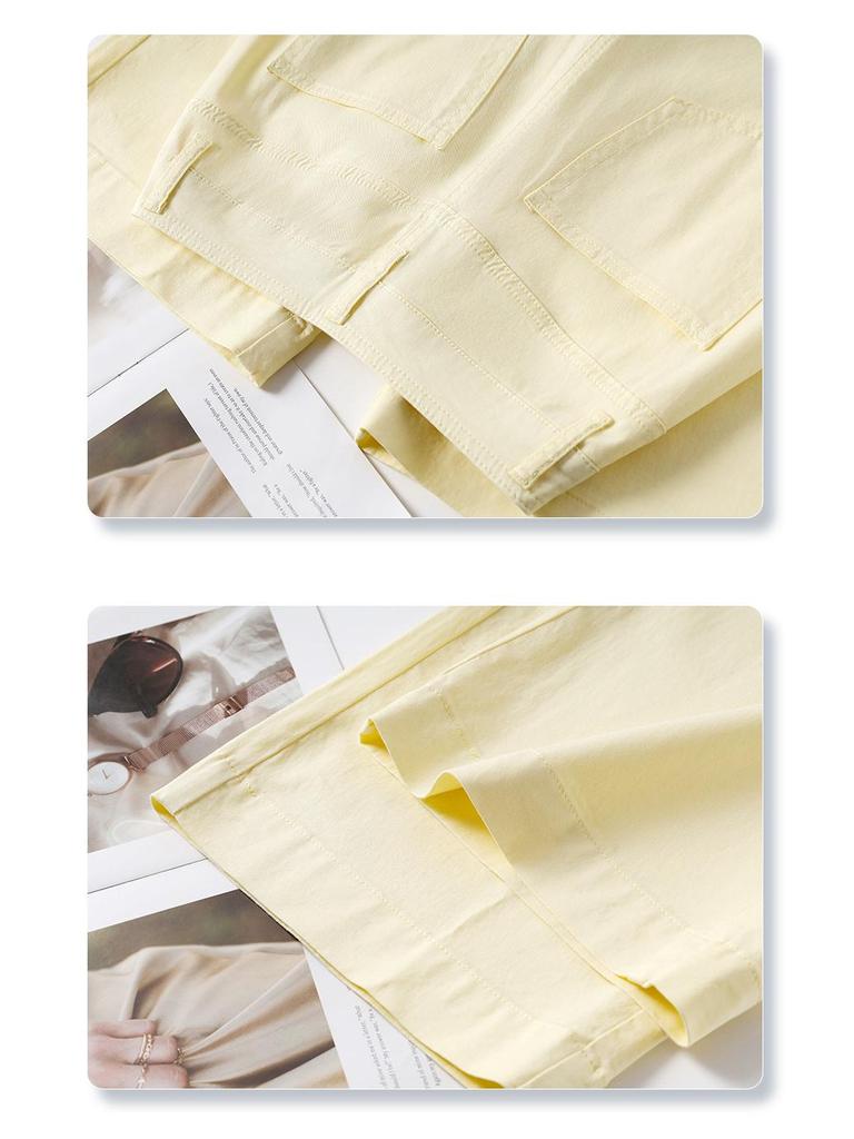 Women's Light Yellow Wide-Leg Jeans - Summer 2025 Slimming Fit for Pear-Shaped Bodies, Loose Straight-Leg Pants
