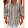 European Size Top Spring Autumn Striped Shirts Button Up Men's Casual Lapel Collar Long Sleeve Shirt