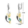 Gorgeous mermaid-shaped design paired with natural green agate gems ring Earrings Set 925 silver fine jewelry for women and girl
