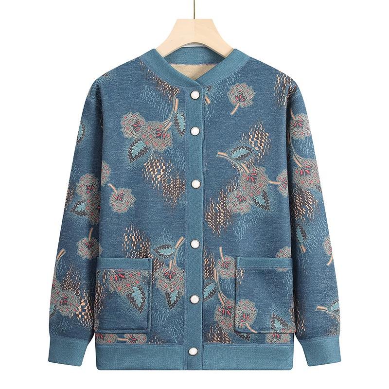 

Бархатное пальто-свитер для женщин среднего и пожилого возраста - Теплый вязаный осенний топ для мам и бабушек 2XL (105-120 lbs)