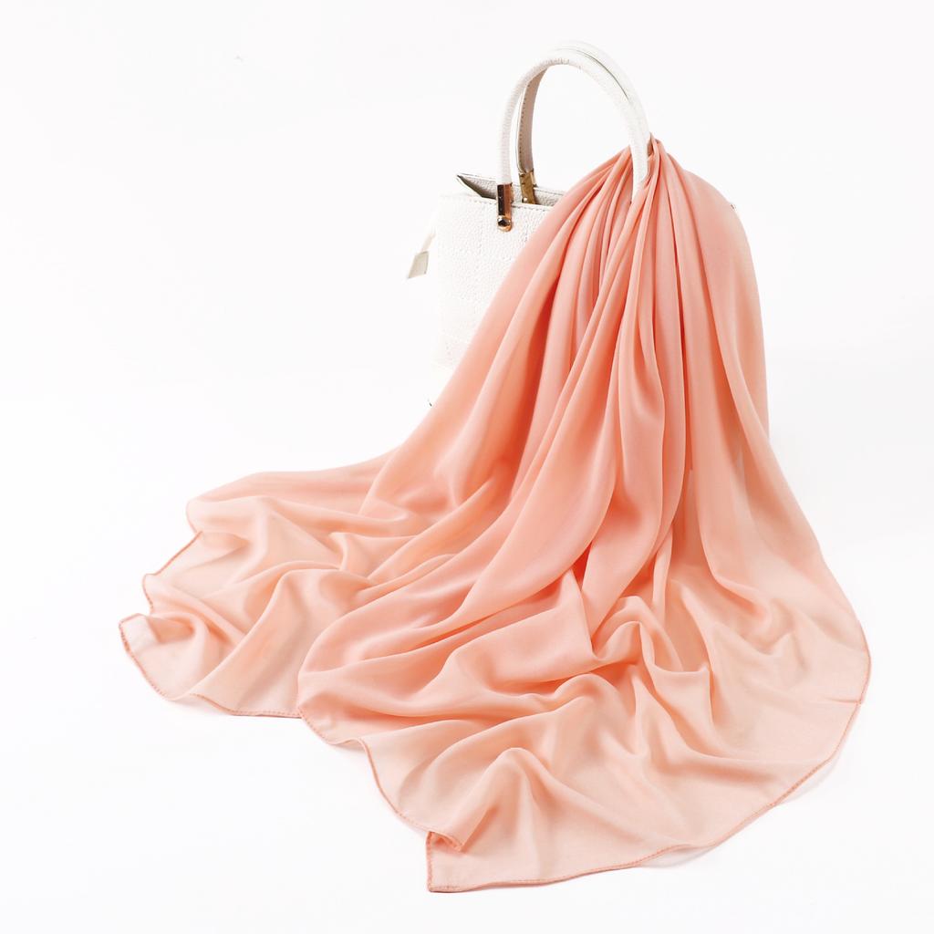 110*110CM Square Pearl Chiffon Hijabs Scarf Plain Solid Color Headwraps Muslim Women's Khimar Headscarf 45 Colors