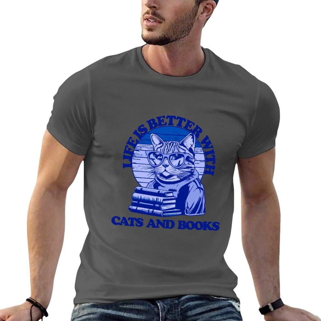Life Is Better With Cats And Books Tshirt High Quality Durable Tshirt