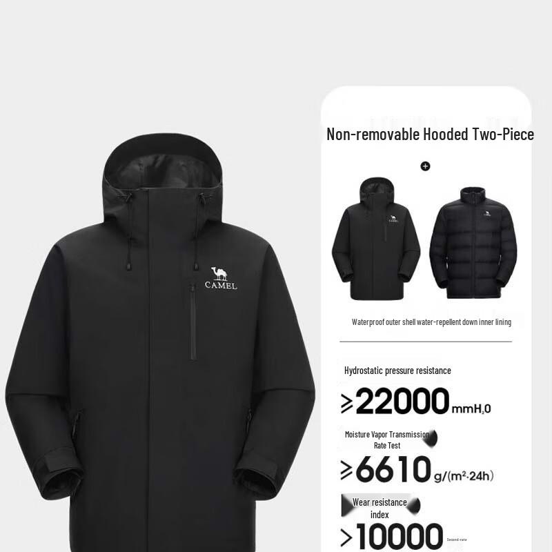 Camel Men's Winter Waterproof 3-in-1 Hardshell Jacket with Down Liner