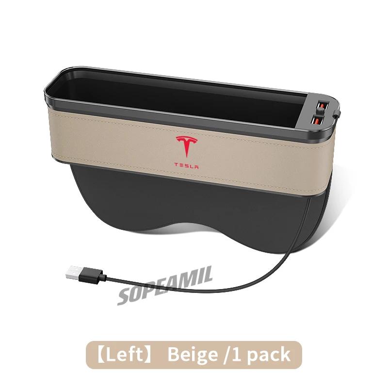 

For Tesla Cybertruck Roadster Model 3 Model Y Model S Model X Car USB Charging Multifunction Crevice Storage Box Seat Gap Box