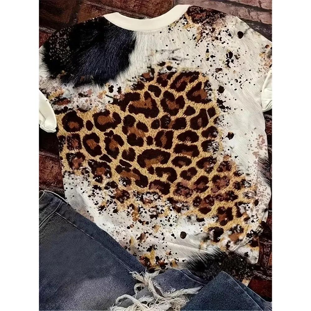 Moda Estiva Maglietta Casual a Maniche Corte Larga Girocollo Comoda Top Quotidiano per Donna
