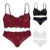 2 Teile/satz Sexy Hohl Durchsichtige Spitze Unterwäsche Set Sling Bh Mid-rise Slip Set Einfarbig Ultra-dünne unterwäsche Set