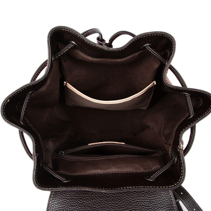 Johnature Tasche Geprägte Frauen Rucksack Weiches Rindsleder Vintage Große Kapazität Outdoor Reisetaschen