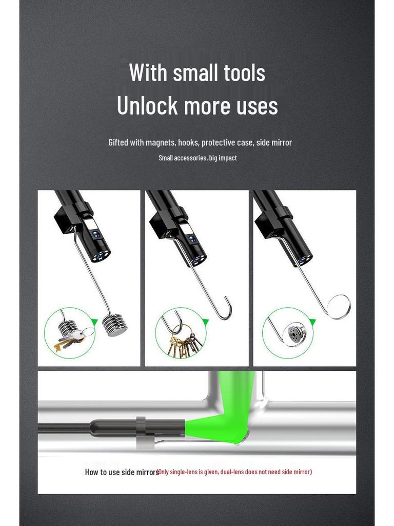 2M WiFi Dual-Lens Industrial Endoscope with High-Temp Power-Off Protection for Engine Inspection